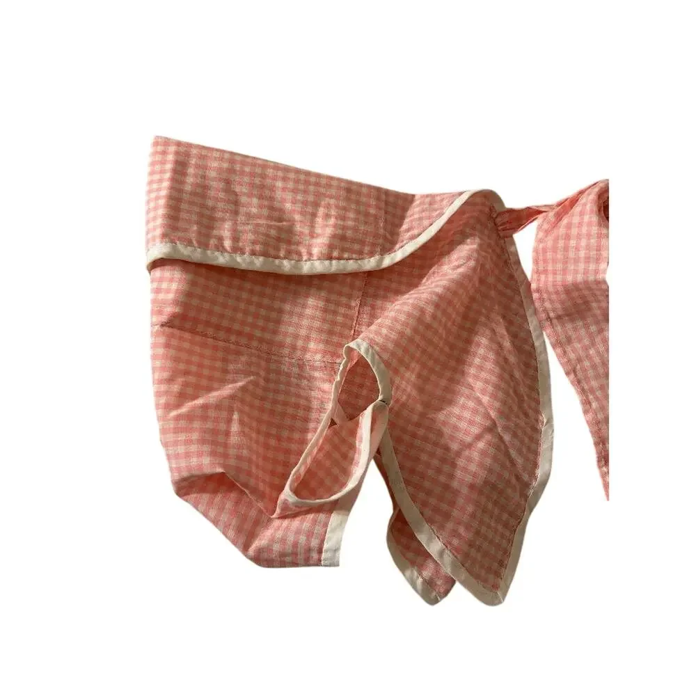 Vtg Infant Diaper Cover Bottoms Pink Wht Check pattern western Prairie 60’s 70’s
